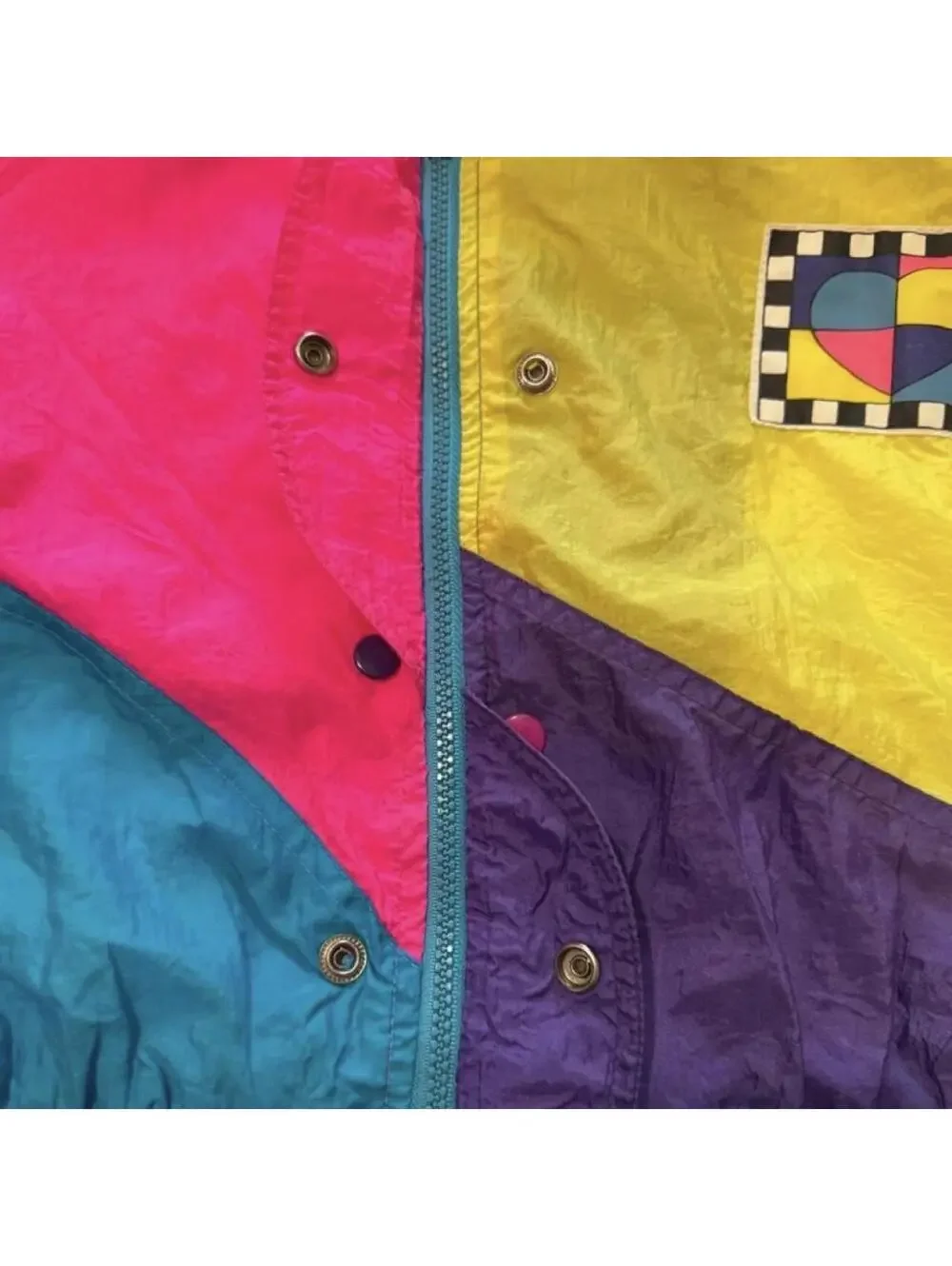 Vintage Kids 80s/90s London Fog Neon Colorblock Windbreaker Jacket size medium